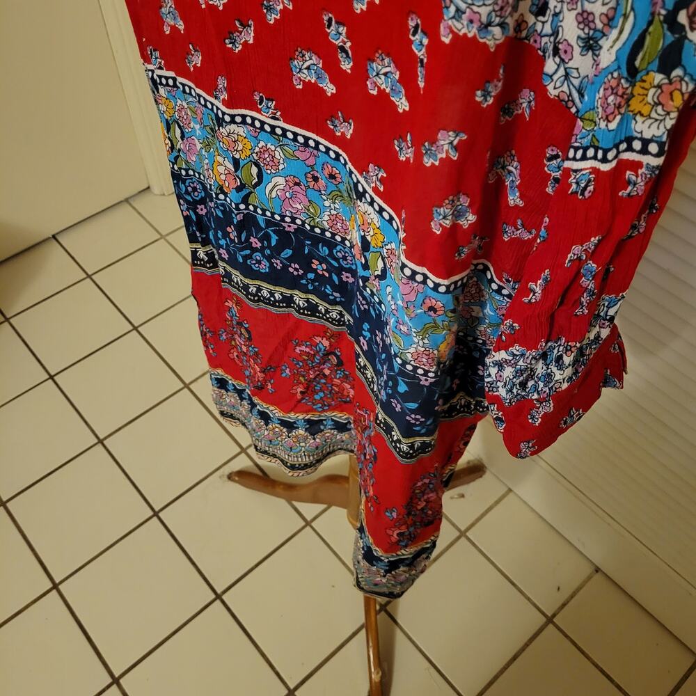 Boho 2000s Patrons of Peace Rayon Cardigan Floral Border Size S Flowy Sleeve - Picture 6 of 8